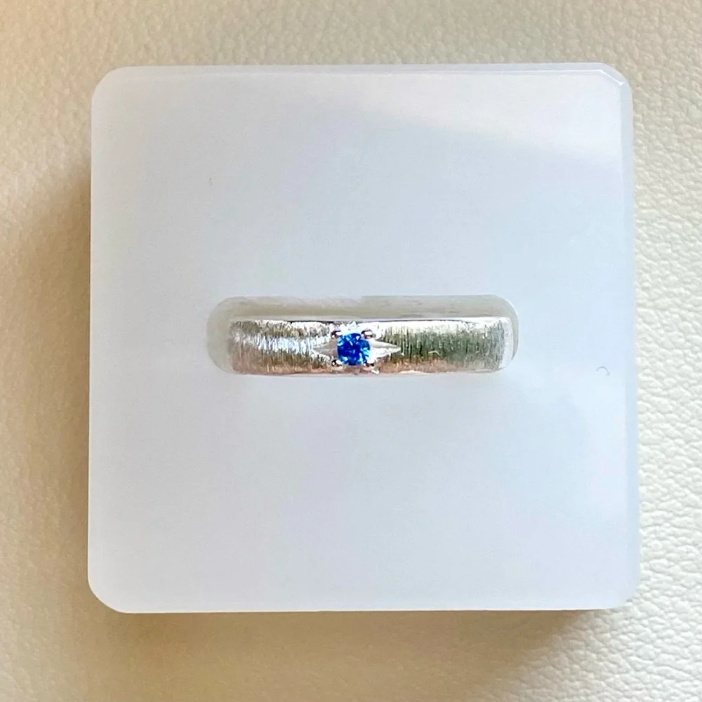 Sterling Silver Blue CZ Accent Open Band Ring